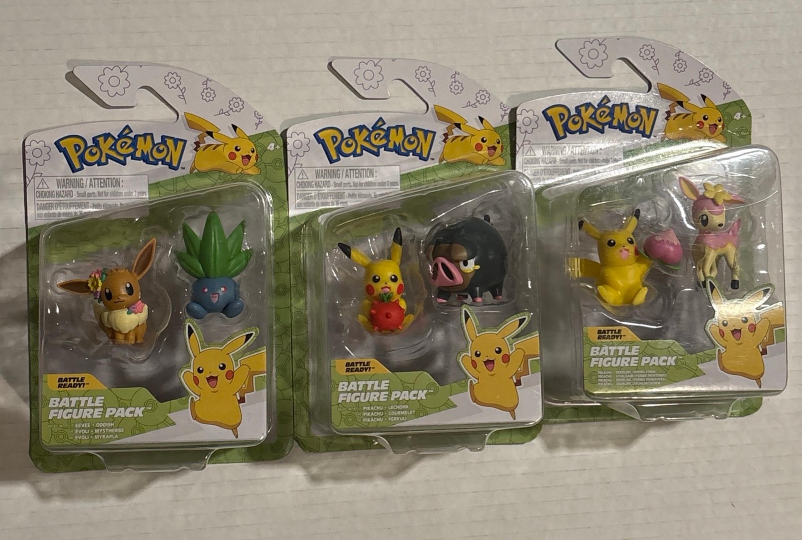 Pokemon PIKACHU EEVEE ODDISH LECHONK DEERLING Battle Ready Figure Packs SPRING
