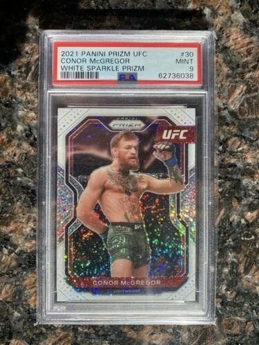 PSA 9 2021 UFC Panini Prizm Conor MCGREGOR White Sparkle PRIZM #30