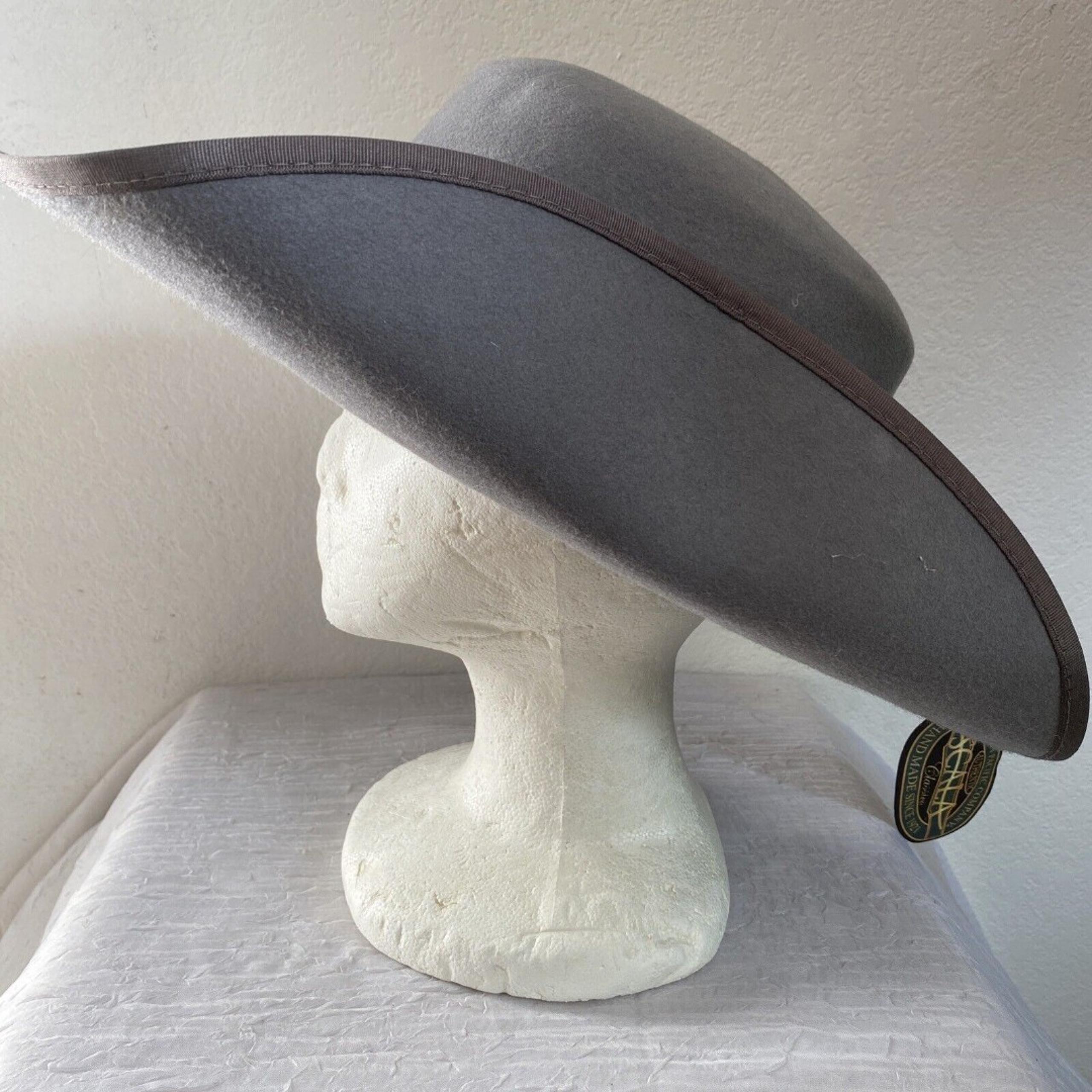 Scala Classics Hat NWT Grey Wool Rolled Wide Brim Hat Minimalist Chic 57 cm