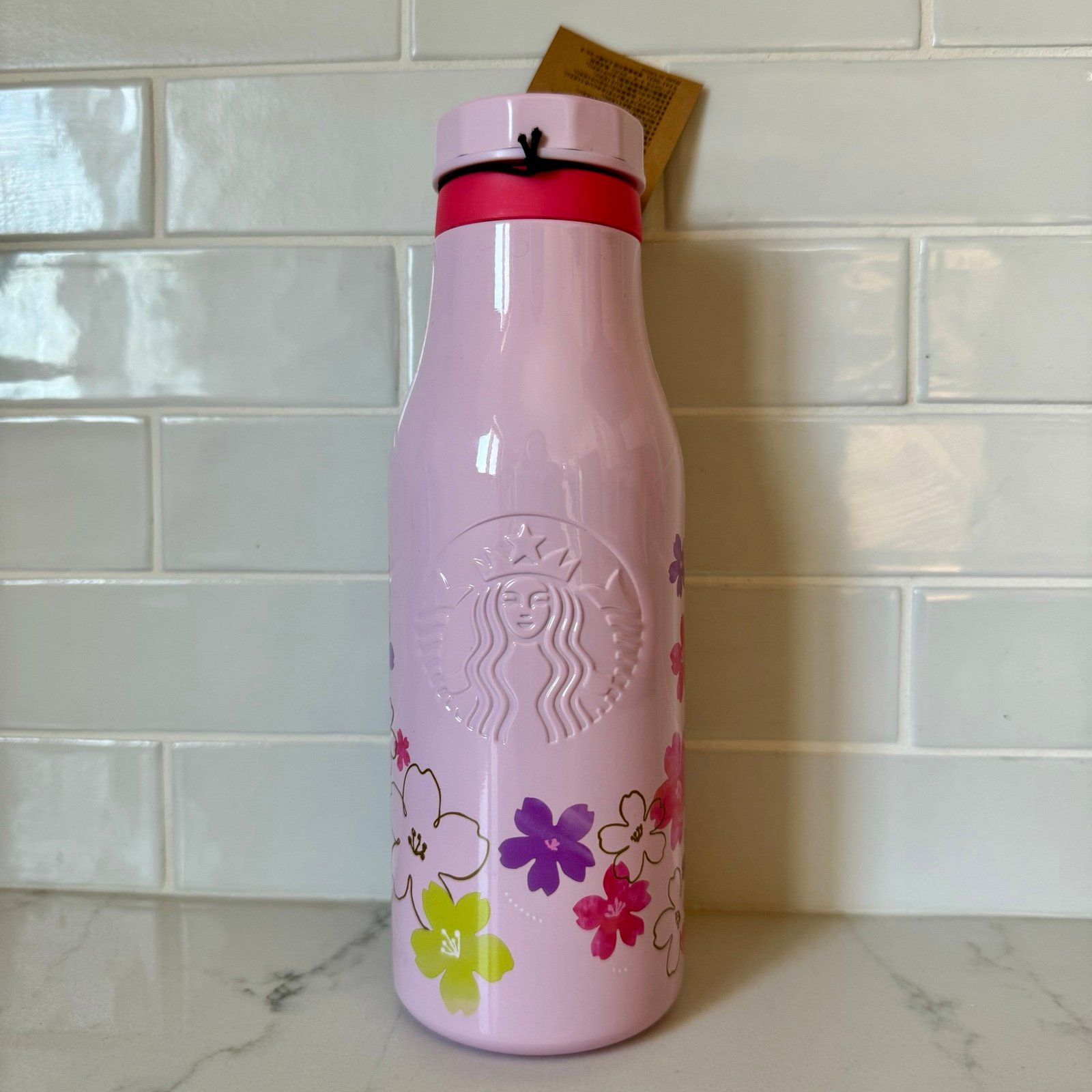 STARBUCKS SAKURA CHERRY BLOSSOM 2024 STAINLESS STEEL LOGO BOTTLE IN BABY PINK