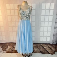 Windsor Powder Blue Embellished Sleeveless Open Back Chiffon Prom Dress Size 3