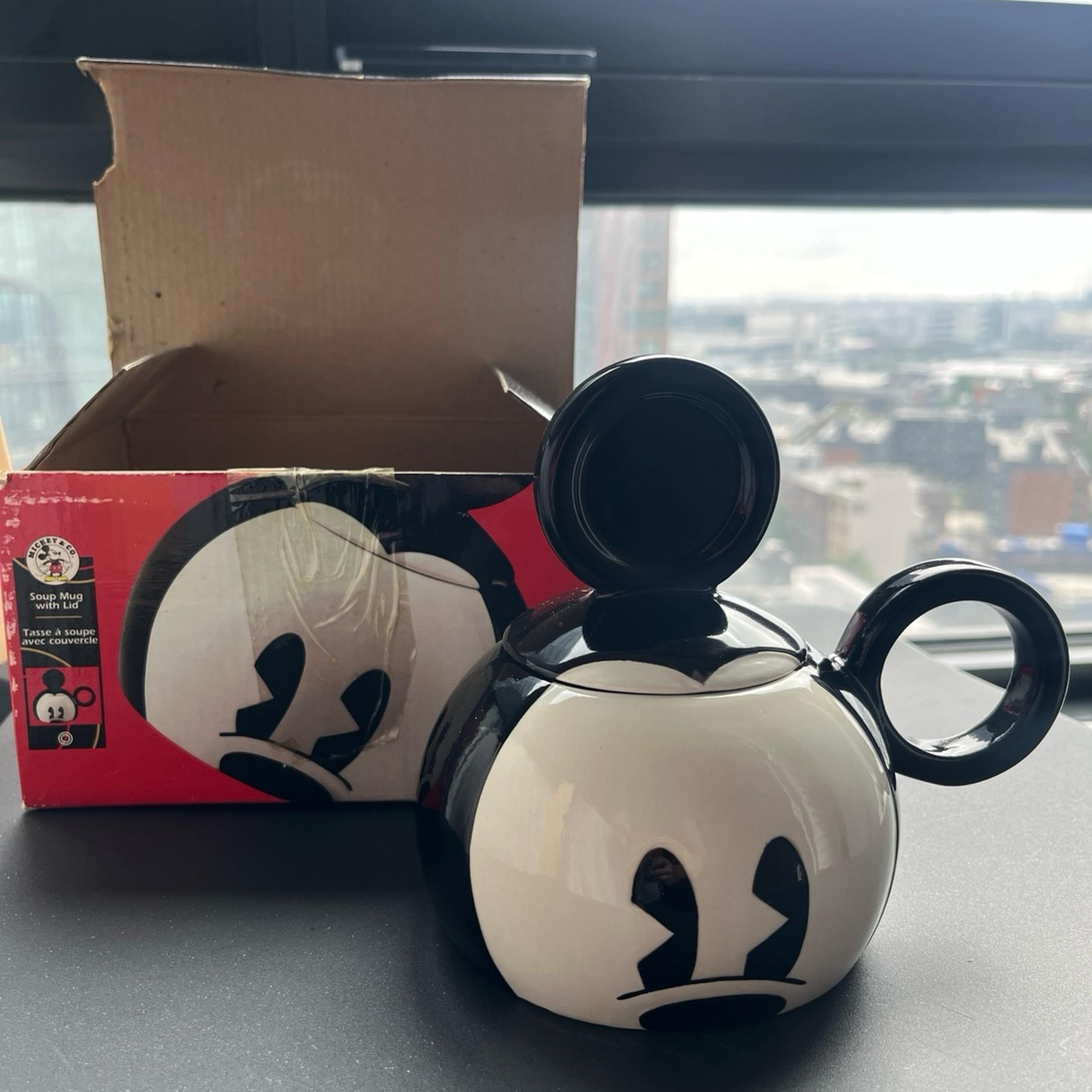 Disney Mickey Mouse Soup Mug with Lid Retro Steamboat Willie