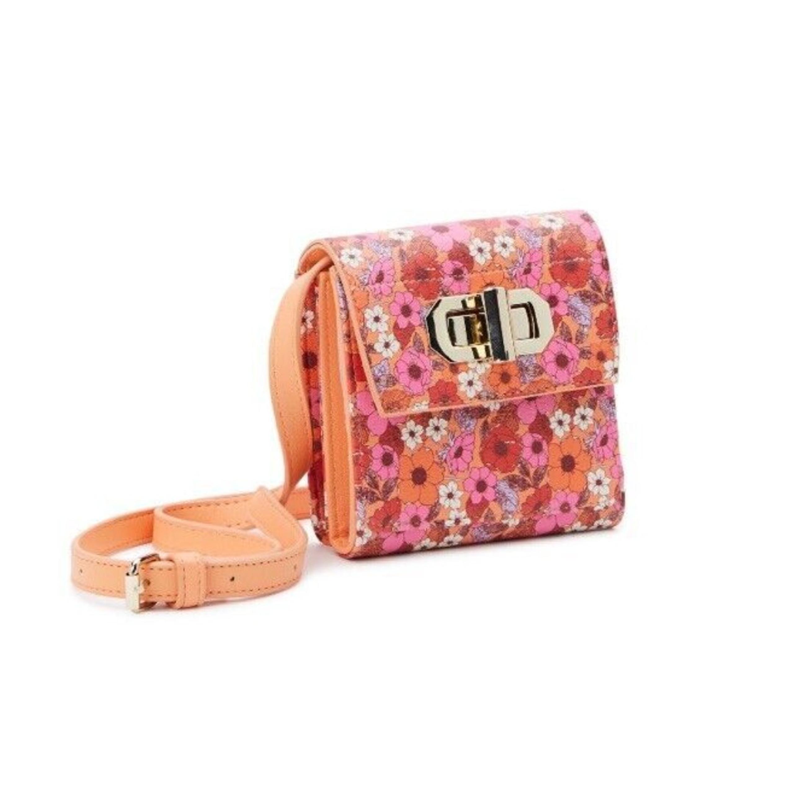 No Boundaries Women's Floral Wallet Crossbody Orange/Pink NWT