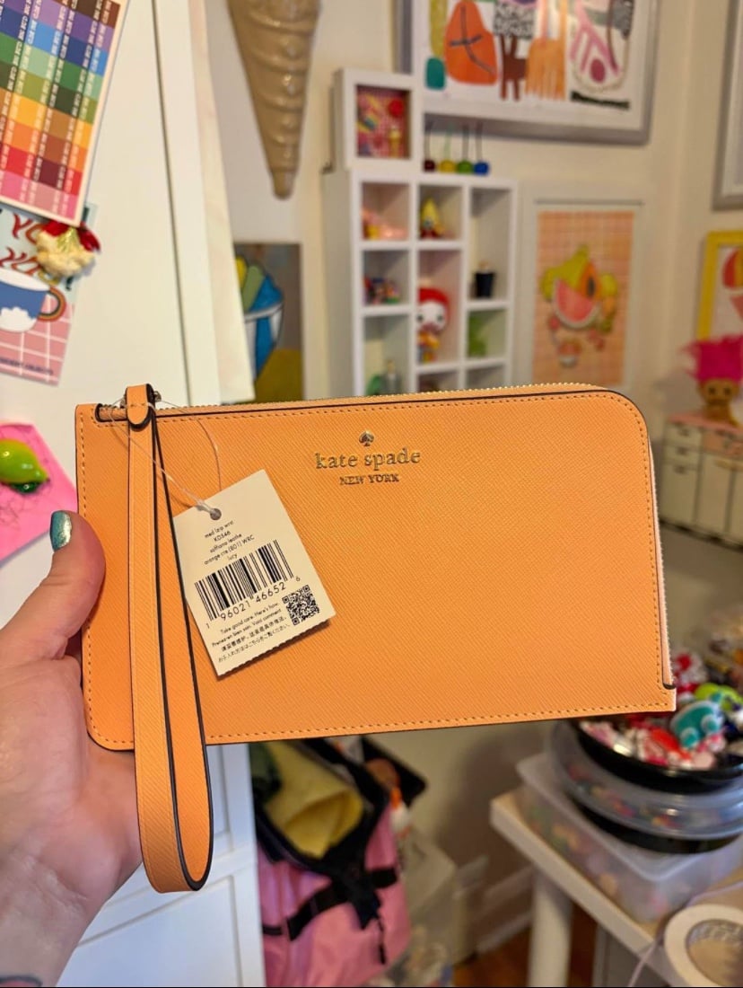 Kate spade orange large zip wallet