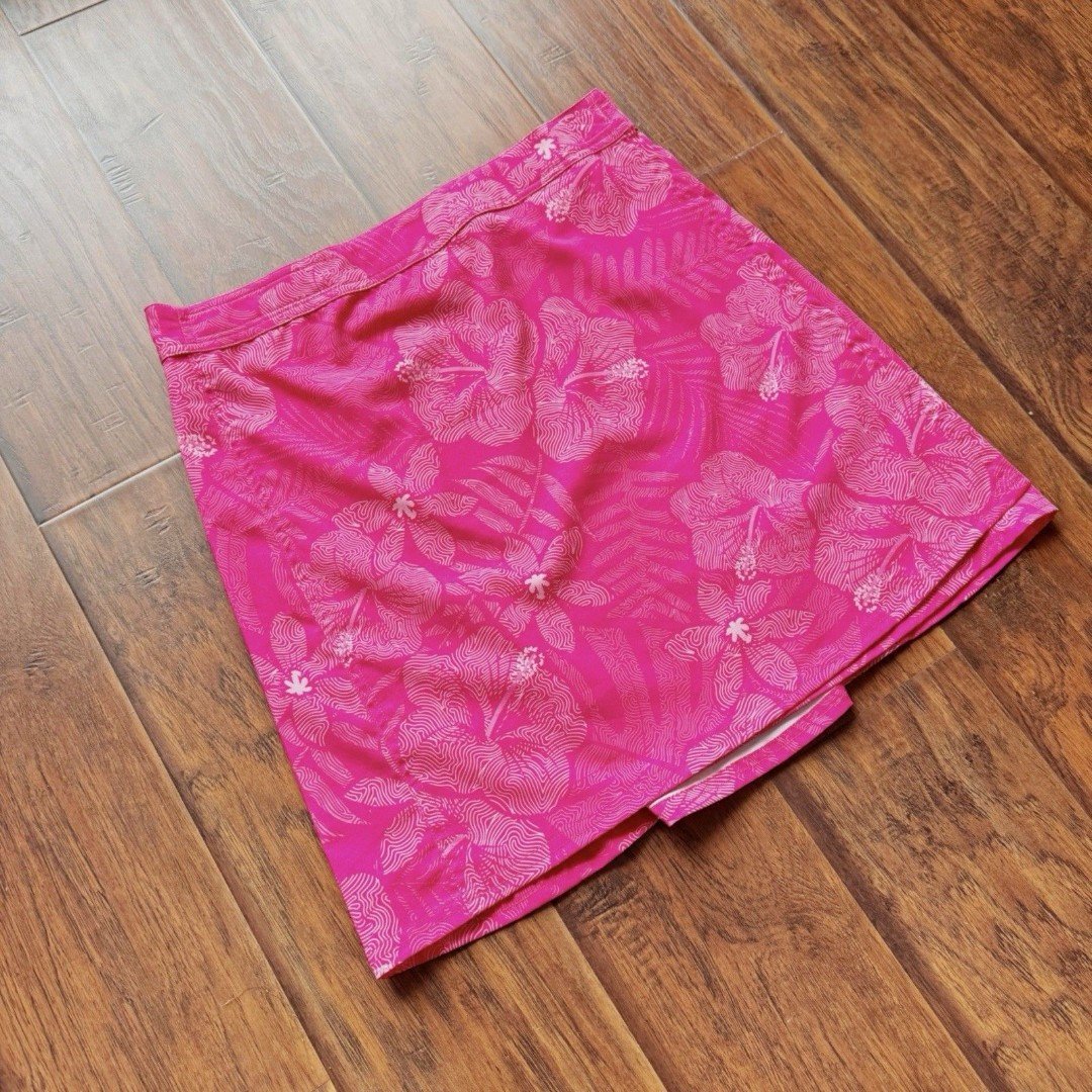 RipSkirt Hawaii Wrap Skirt Hot Pink Floral Beach Vacation Travel Cover Up Sz M
