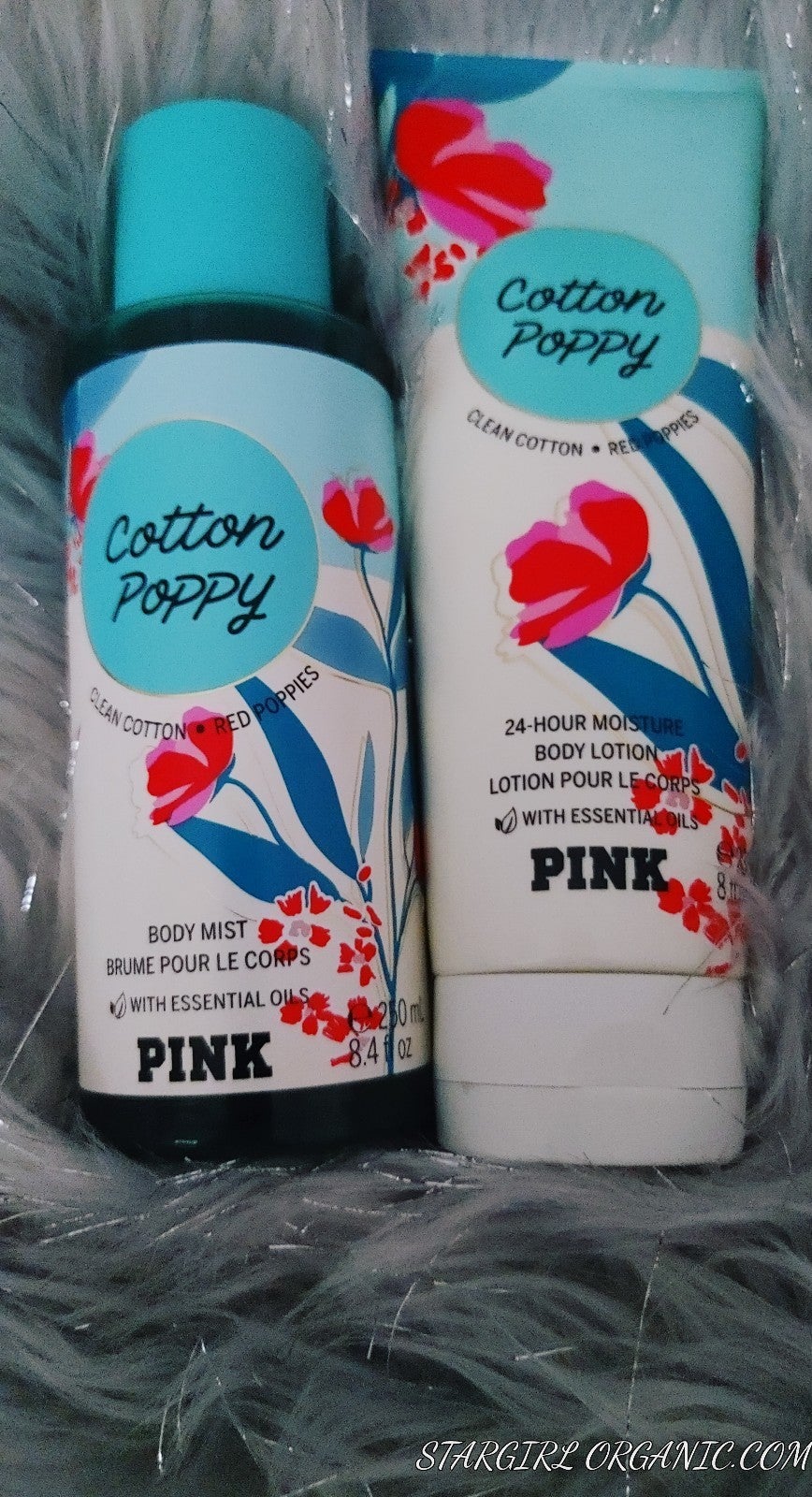Victoria's Secret Pink Cotton Poppy 2pc Set Body Cream and Fragrance Mist