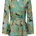 L'AGENCE Ciara Belted Horse Chain Print Kimono Top Blazer Green Multicolor Sz M