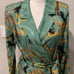 L'AGENCE Ciara Belted Horse Chain Print Kimono Top Blazer Green Multicolor Sz M