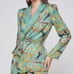 L'AGENCE Ciara Belted Horse Chain Print Kimono Top Blazer Green Multicolor Sz M