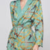 L'AGENCE Ciara Belted Horse Chain Print Kimono Top Blazer Green Multicolor Sz M