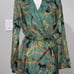 L'AGENCE Ciara Belted Horse Chain Print Kimono Top Blazer Green Multicolor Sz M