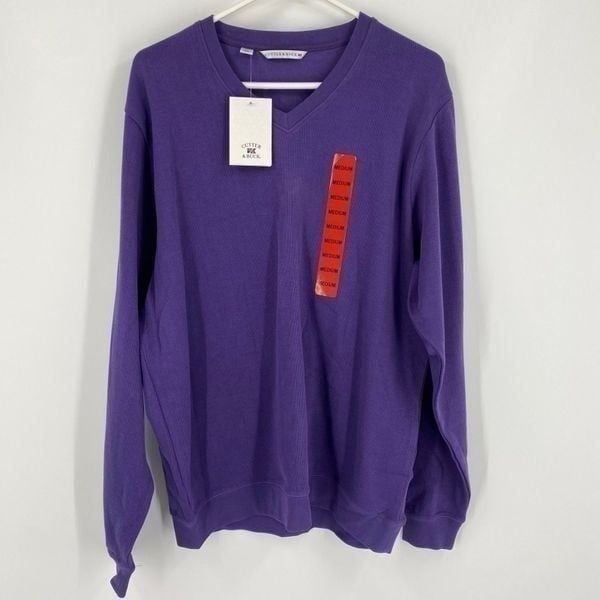 Cutter & Buck Men’s V Neck Long Sleeve Purple Sweater size M
