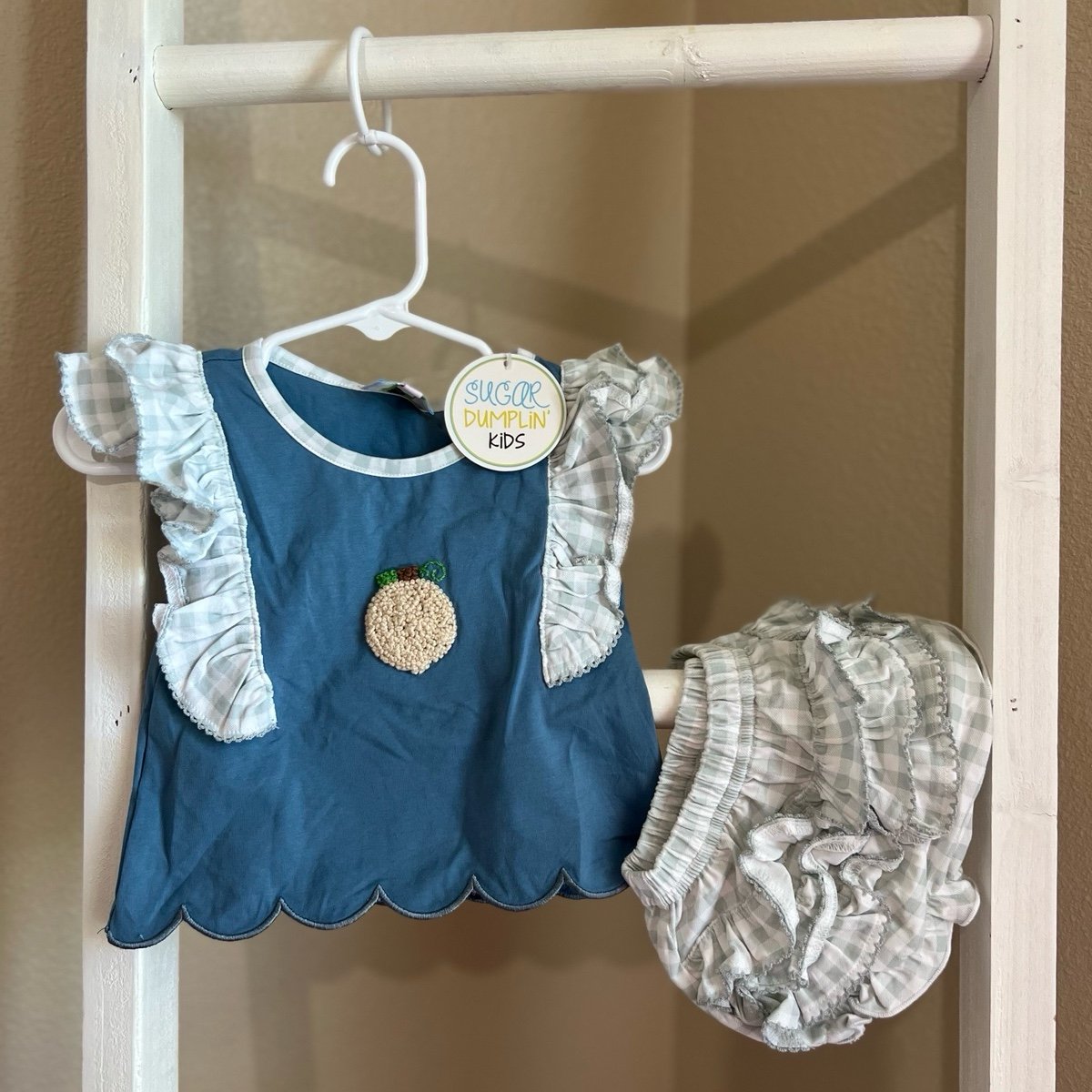 Sugar dumplin newborn peach bloomer set