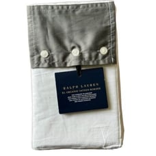 NWT Ralph Lauren RL Organic Sateen Border Standard Pillow Case Pair Graphite