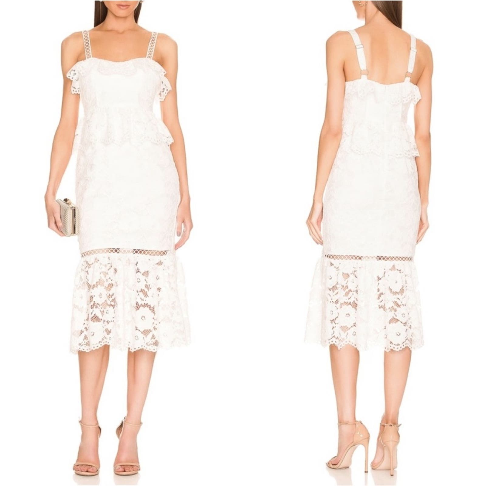 Likely Leigh Lace Midi Dress in White size 10