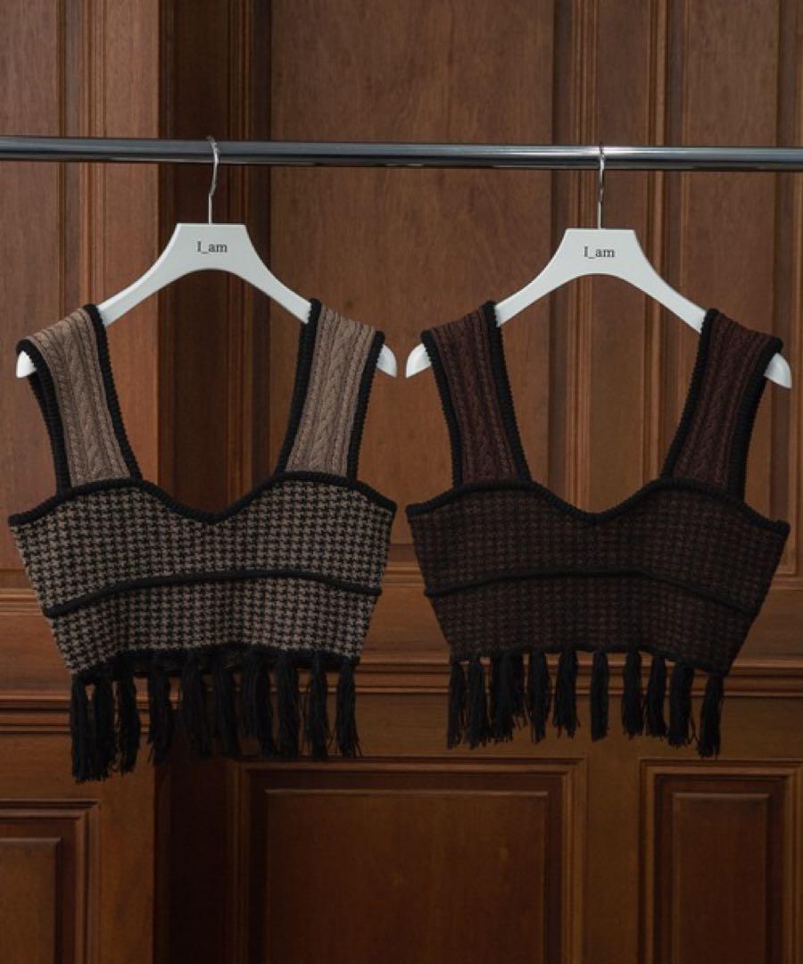 人気大割引 I Bustier. Knit Fringe Pattern Mixed A Am トップス