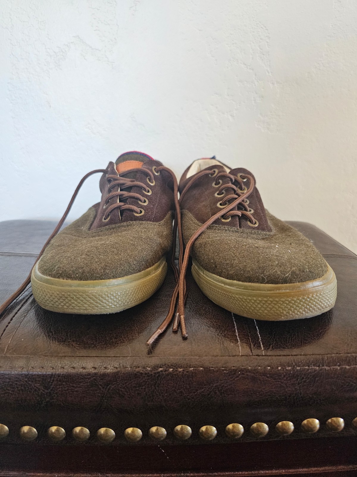 Ben Sherman Old School Retro Style Brown Green Red Detail Shoes