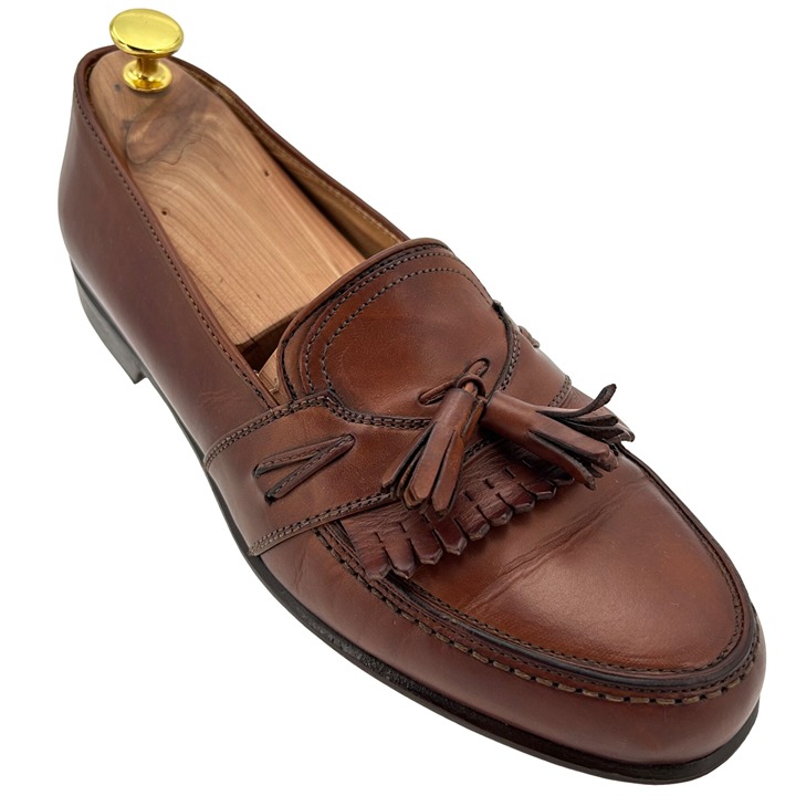 Cable & Co Italy Dress Shoes Men's size 10D Brown Leather Kiltie Tassel Loafers
