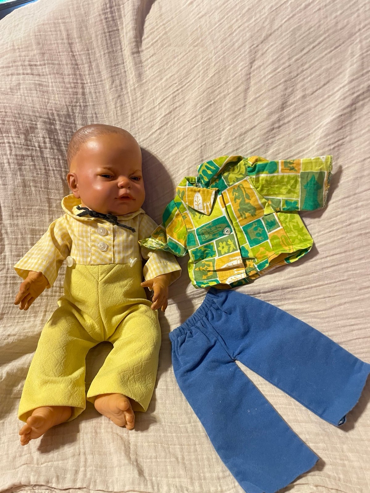 vintage baby doll 18” and basket