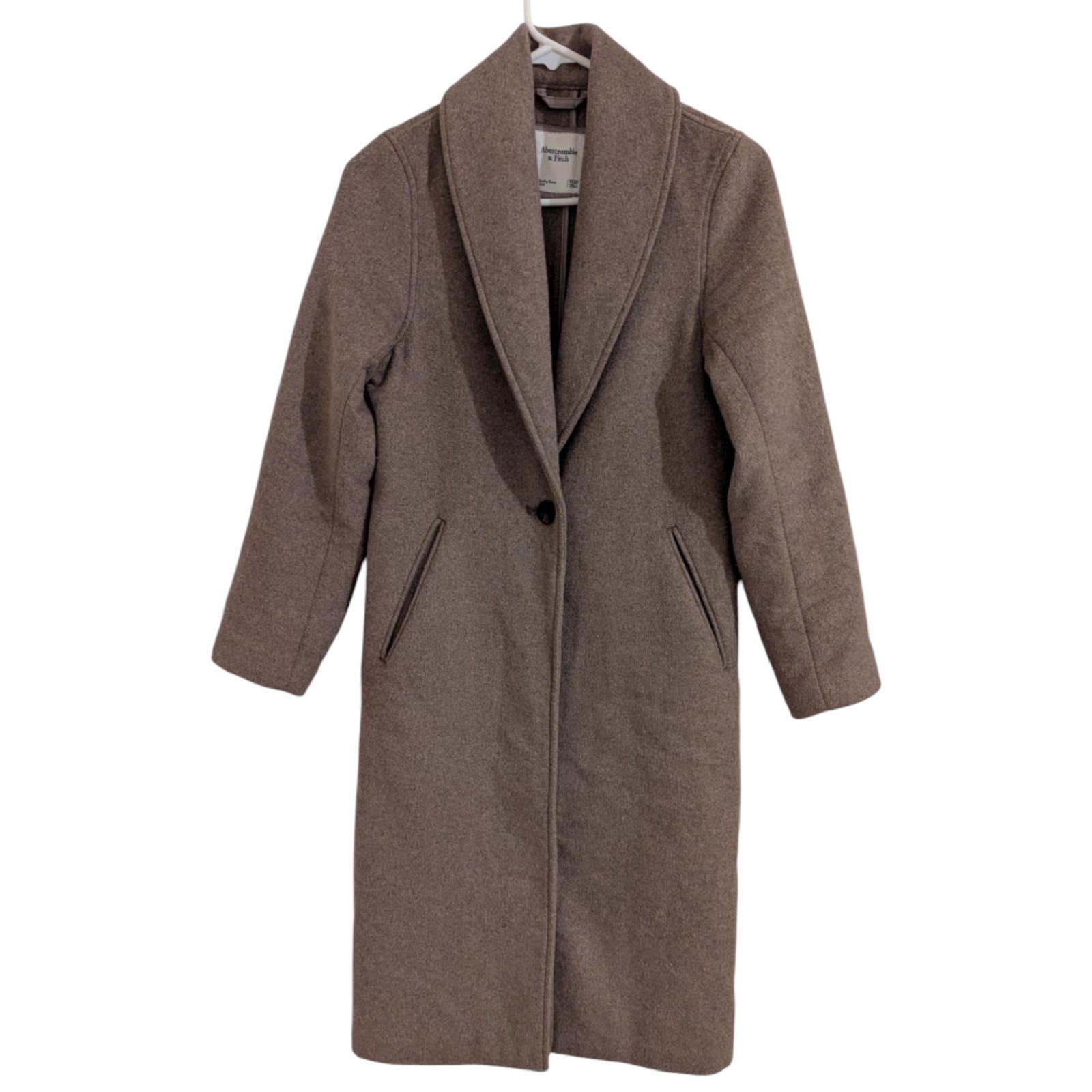 Abercrombie & Fitch Women's XXS Petite Taupe Wool Blend Long Coat