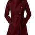 GUESS Asymmetrical Belted Wrap Coat Maroon Wool Blend