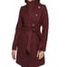 GUESS Asymmetrical Belted Wrap Coat Maroon Wool Blend