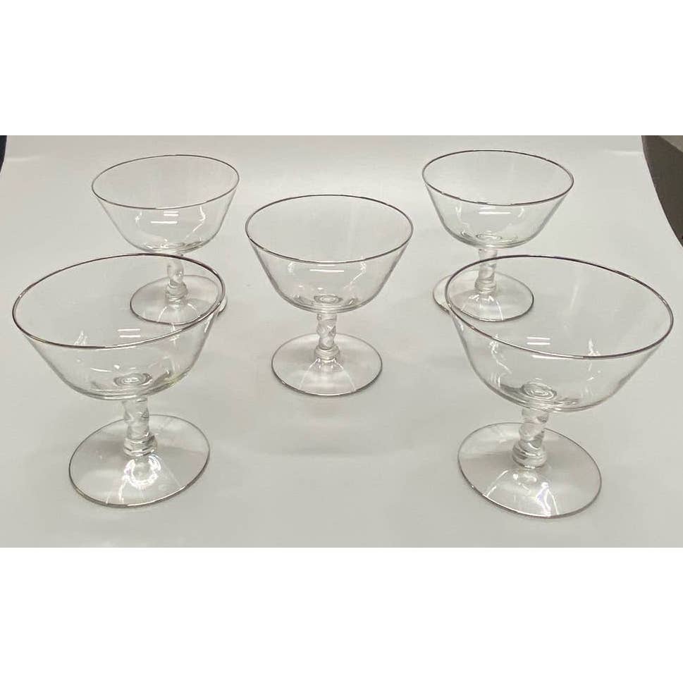 Lot of 5 Vintage Glastonbury Lotus Colonial 92 Lotus Sherbet Champagne Glasses
