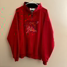 VTG Tennis Fleece Pullover Red Embroidered USA Sports Size Large