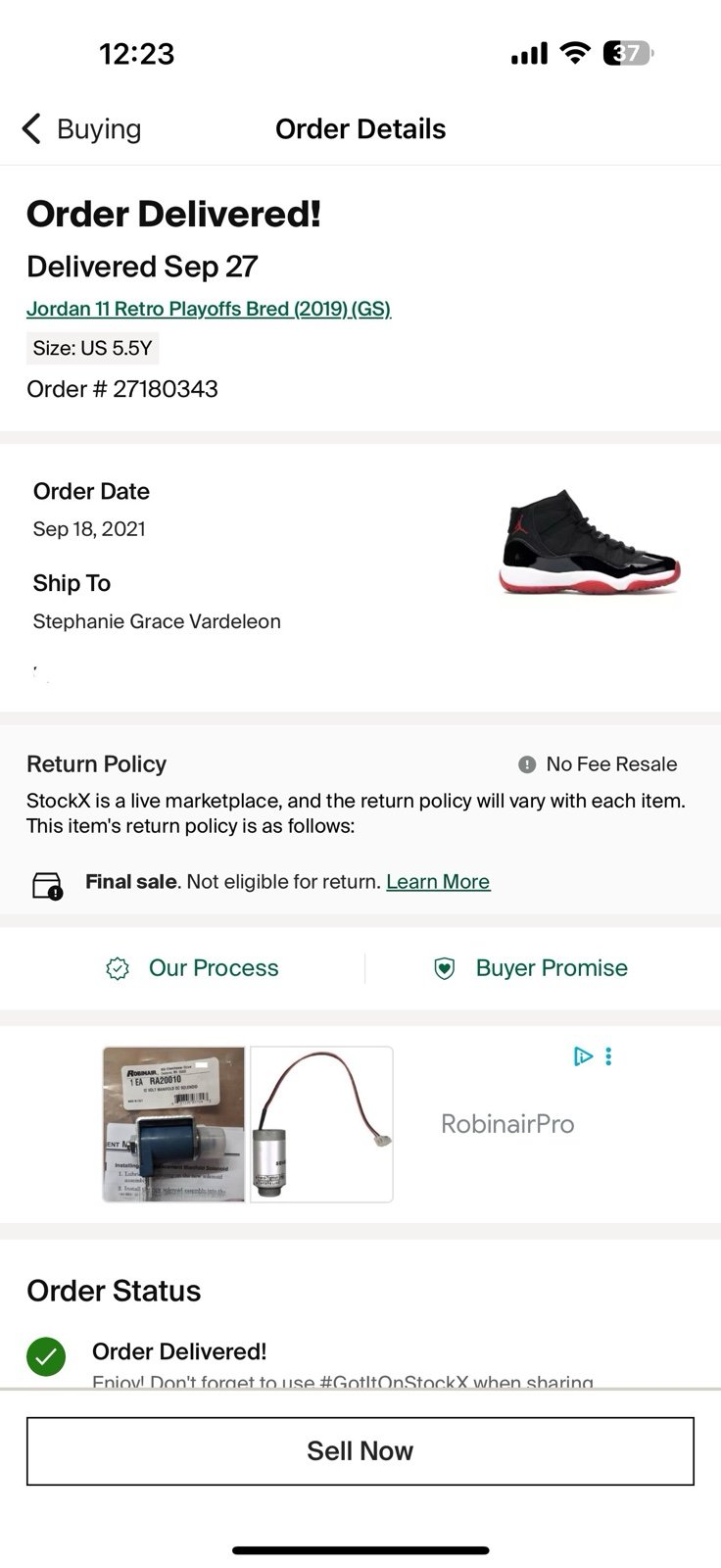 Jordan 11 Retro Playoffs Bred (2019) (GS)