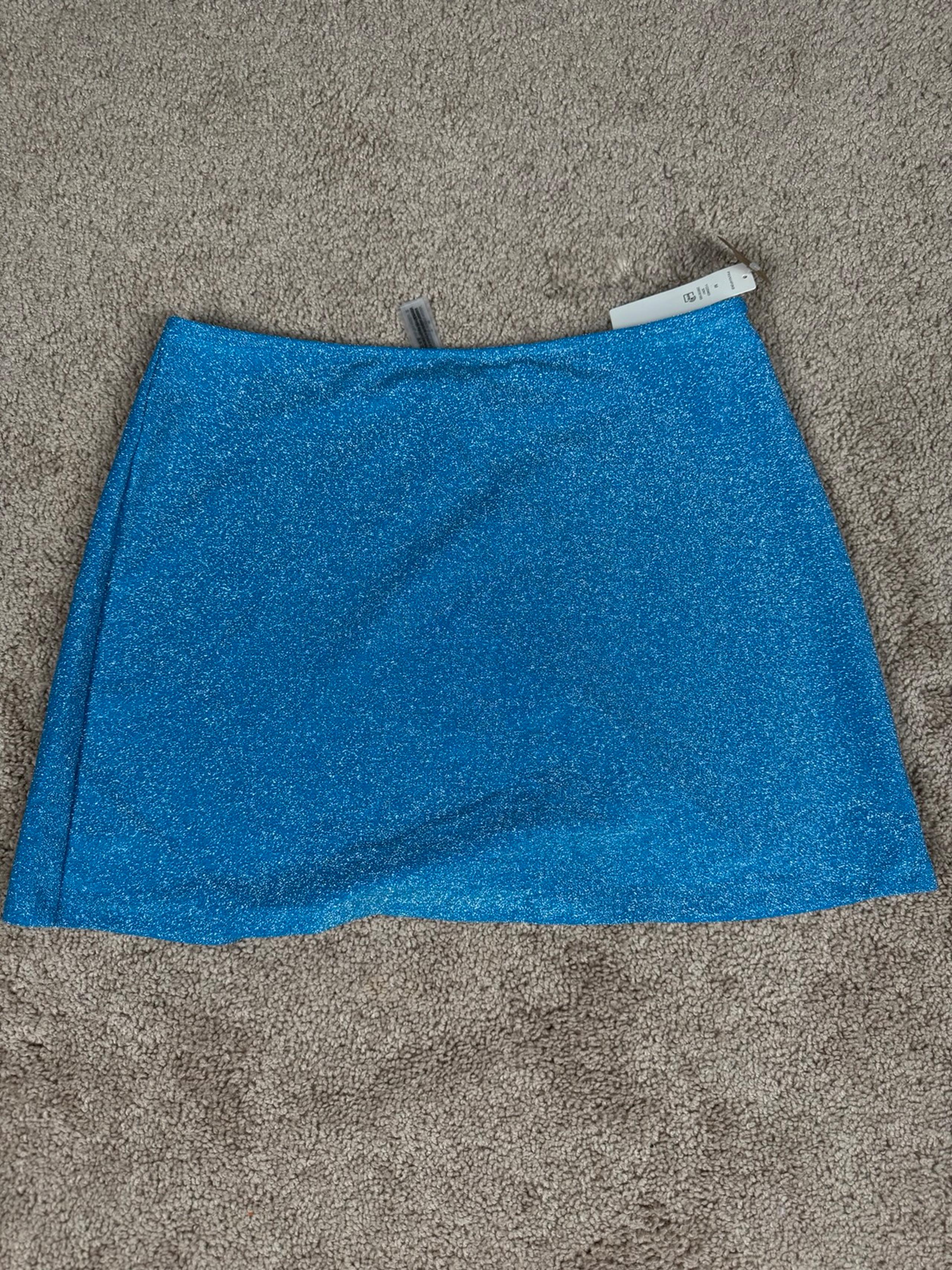 New Brand Blue Glitter Mini Skirt - Size S - Shimmering & Stylish! - PINK