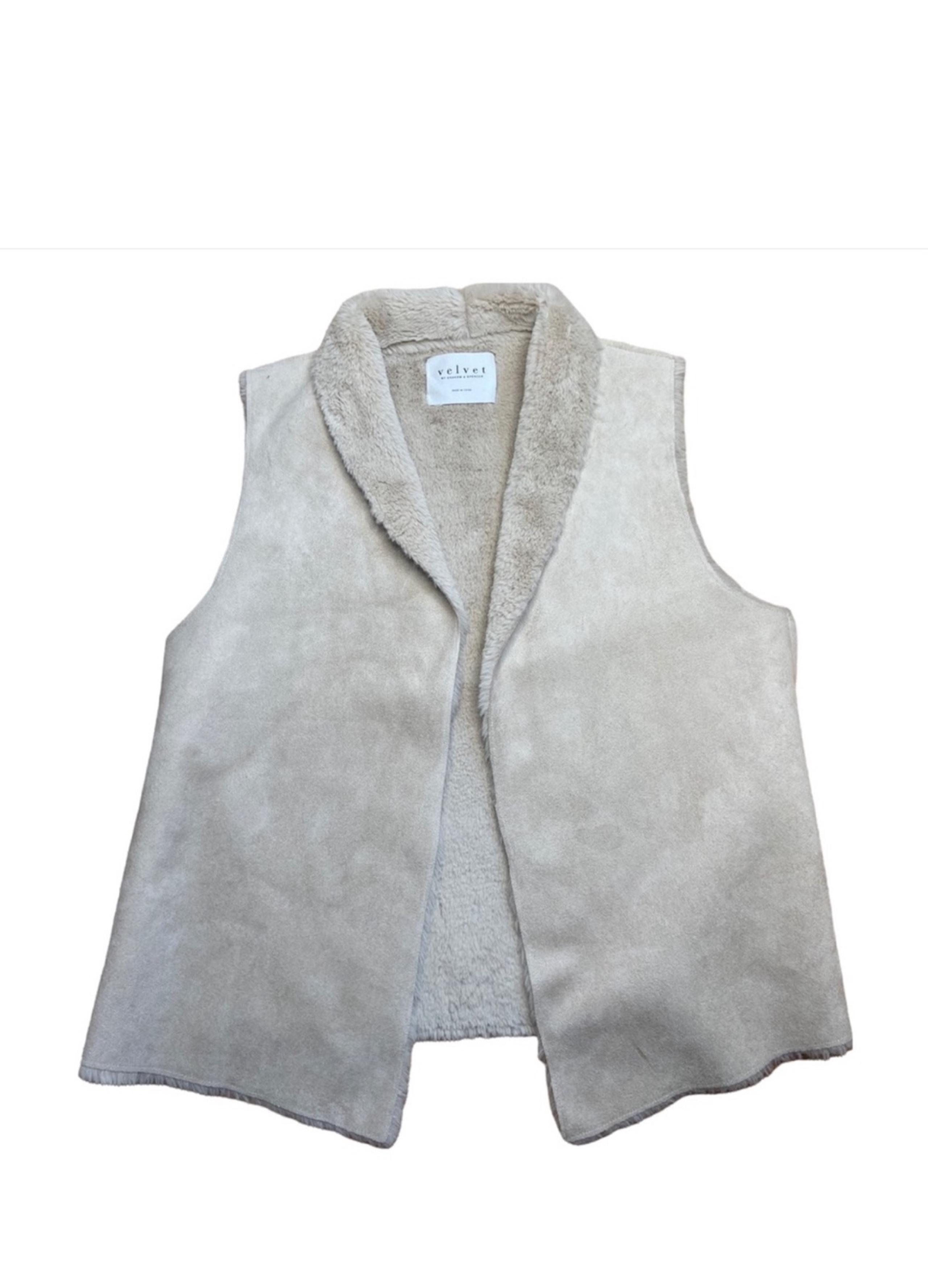 Velvet By Graham Spencer’s Creme Faux Fur Vest Size Small