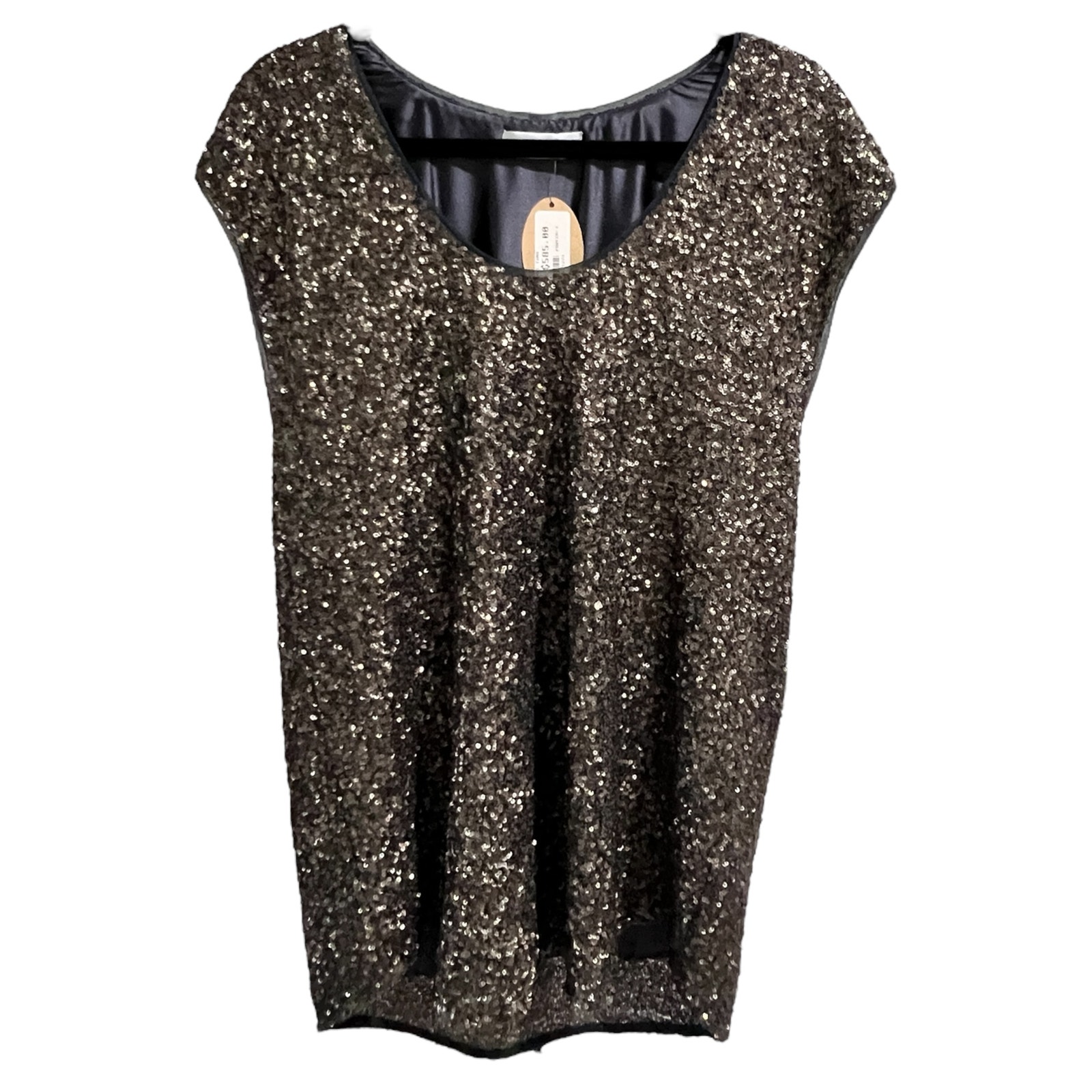 Megan Park Pewter Fully Sequined Sleeveless Top Size 3 (US 10) Retails 585 GLAM
