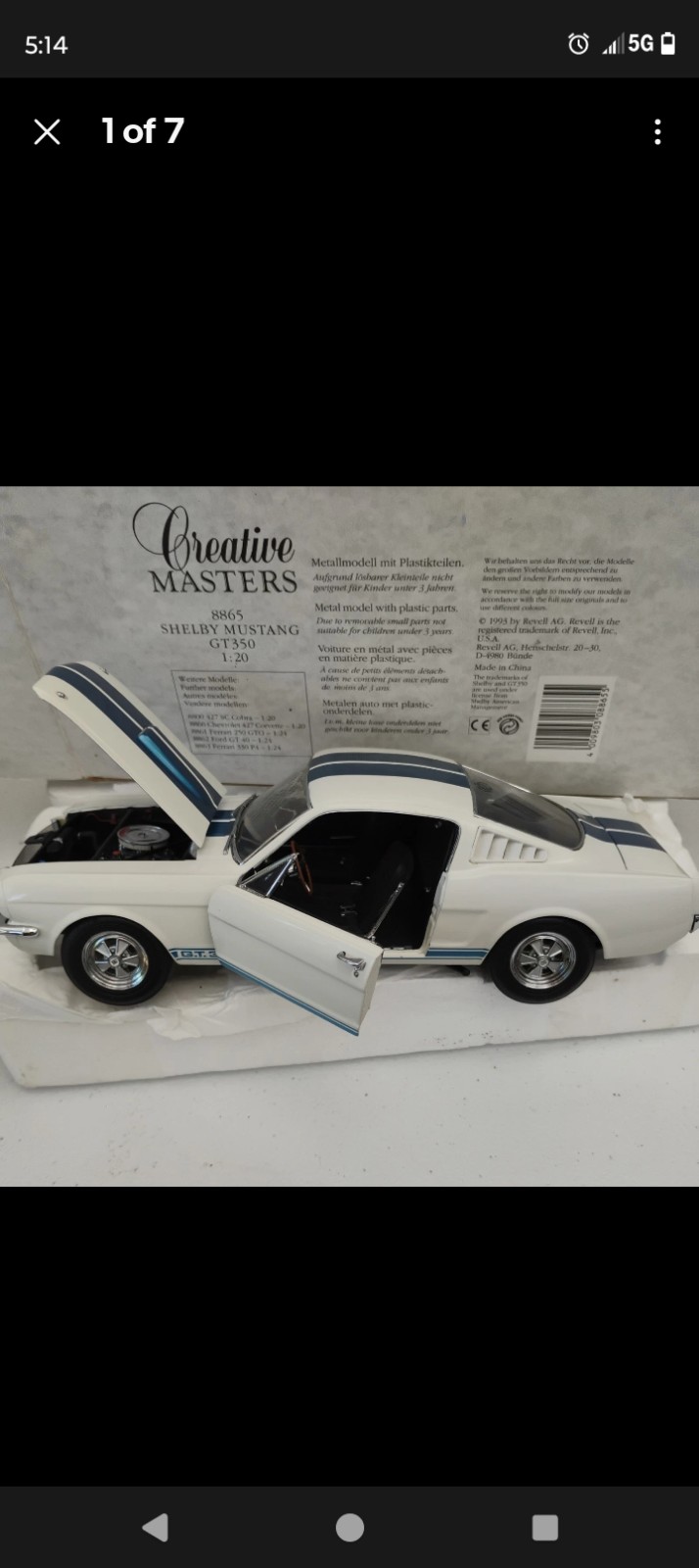 REVELL CREATIVE MASTERS 1965 SHELBY MUSTANG GT 350 1:20 DIECAST SCALE MUSCLE CAR