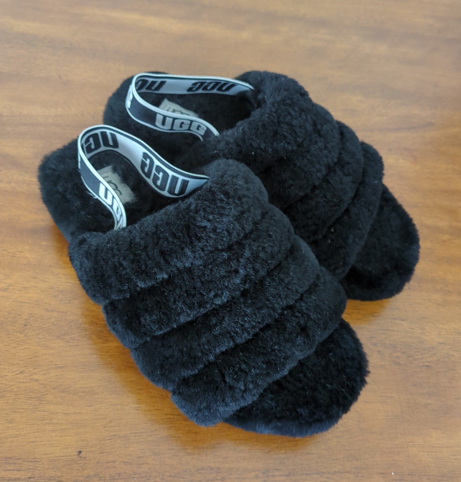 UGG Fluff Yeah Slides slippers Black size 6