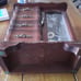 Vintage Jewelry Music Box | Mini Cabinet Style Box in Walnut Finish