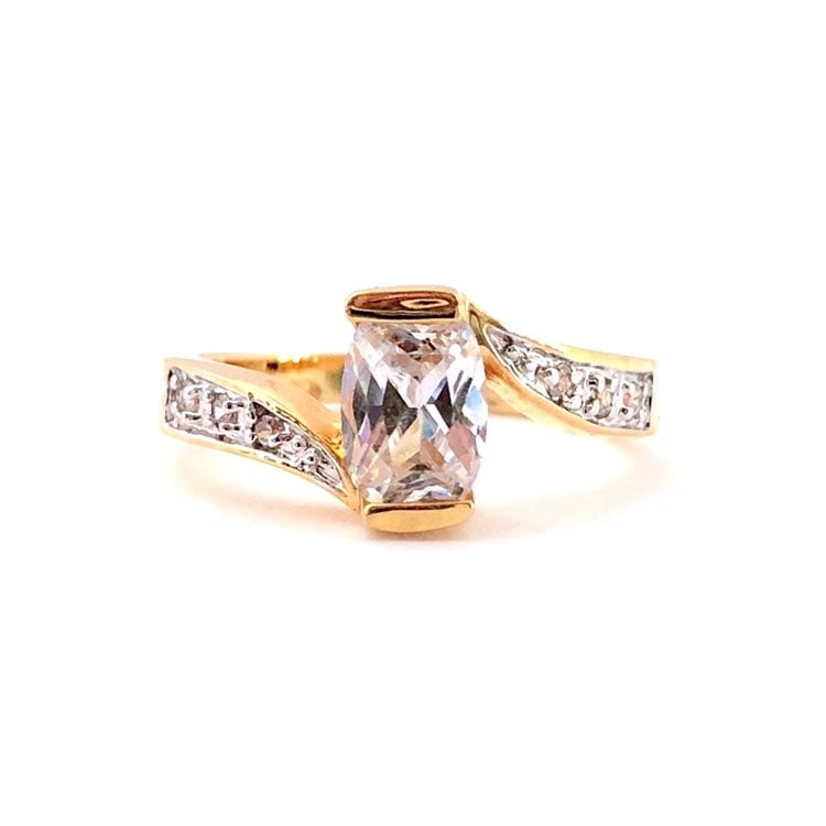 Vtg Elongated Cushion CZ Bypass Ring