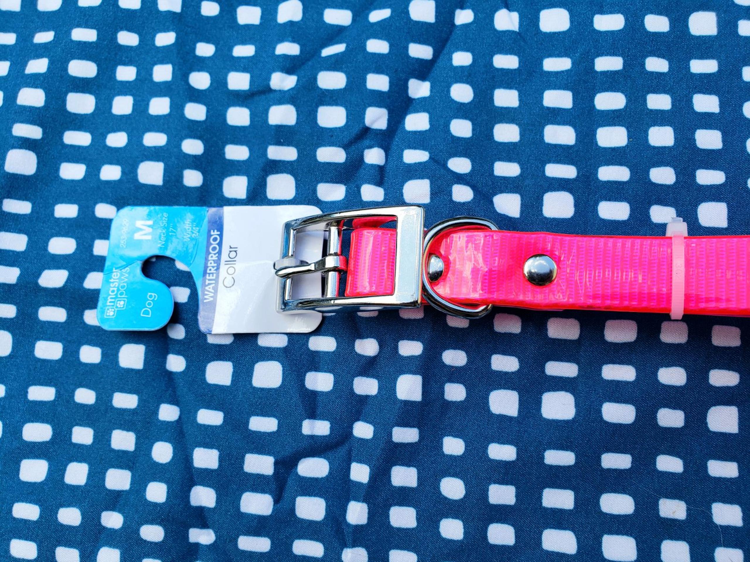 Nwt medium metal/hot pink dog collar