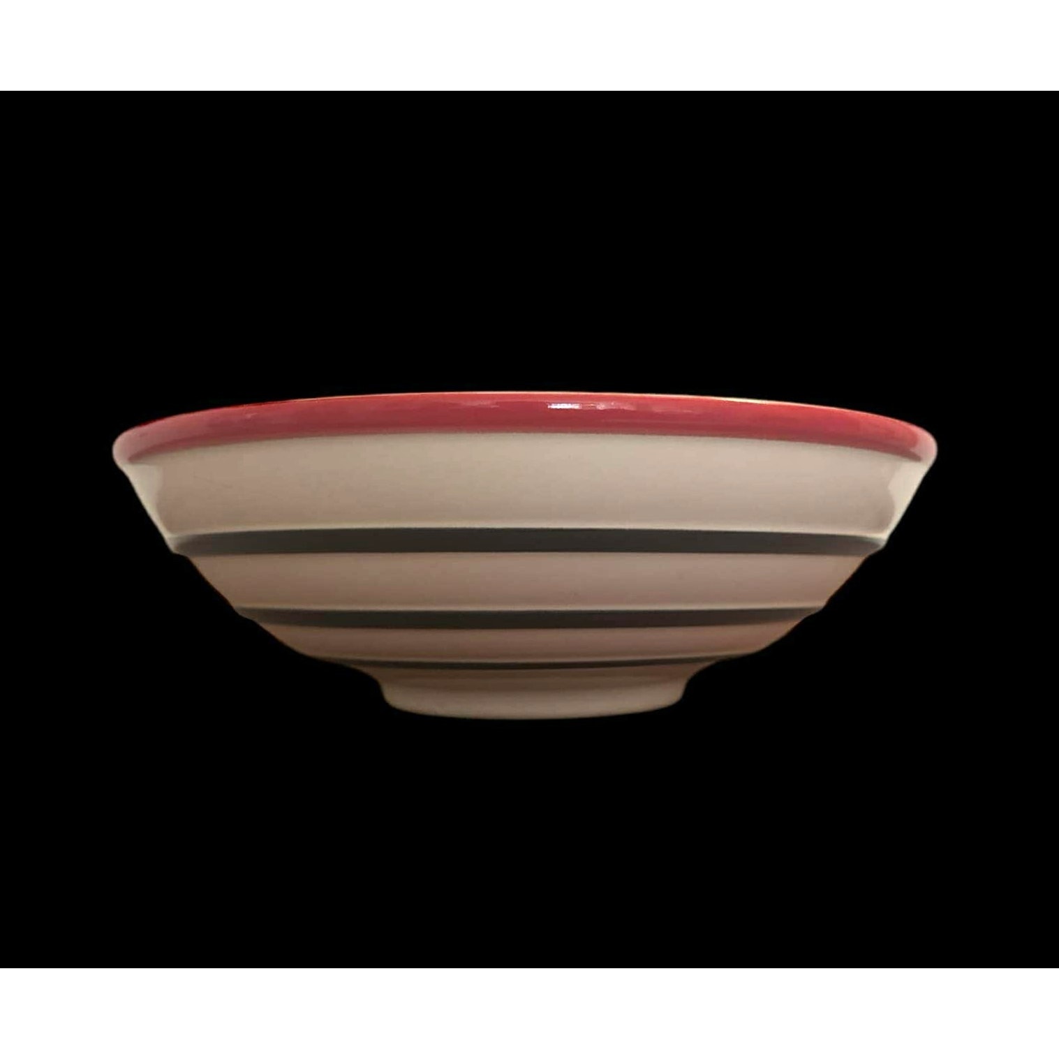 Vintage Pfaltzgraff Empire Red White Red Black Ring Serving Bowl Made Thailand!!
