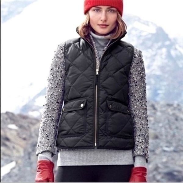 J. Crew Excursion Quilted Down Vest Black Size Small