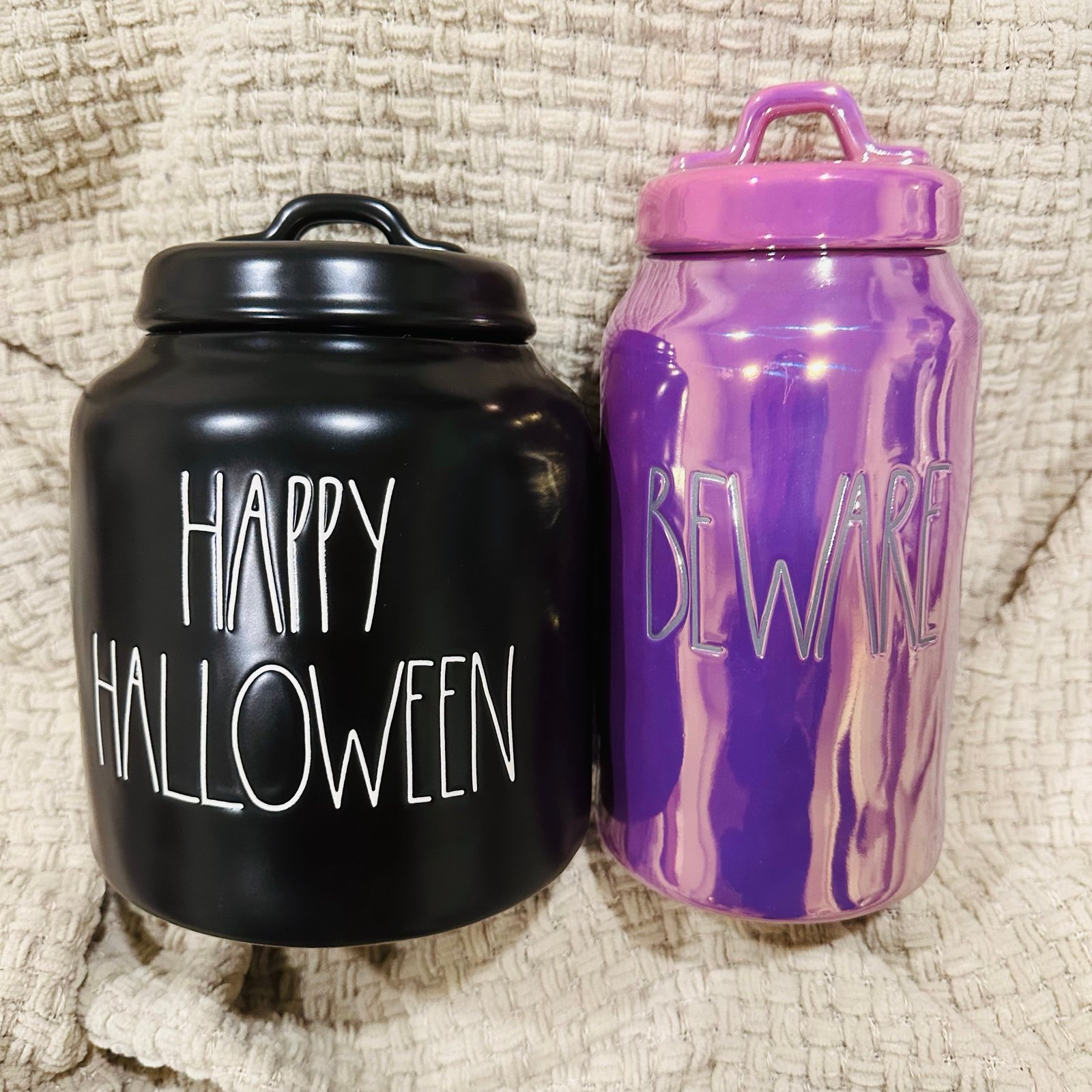 Rae Dunn Happy Halloween & Beware Canisters