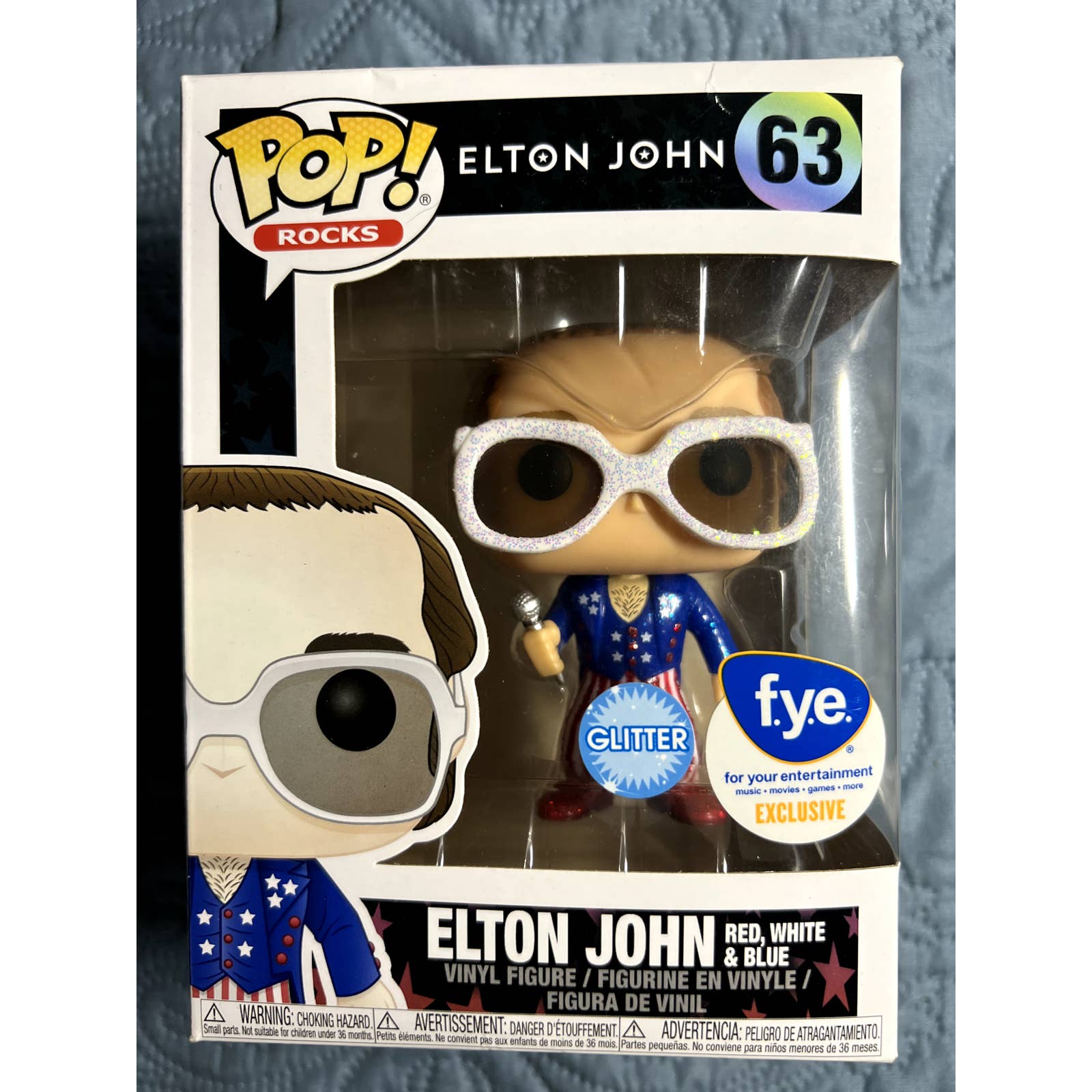 Funko Pop! Rocks Elton John #63 Red White & Blue FYE Glitter Exclusive VAULTED
