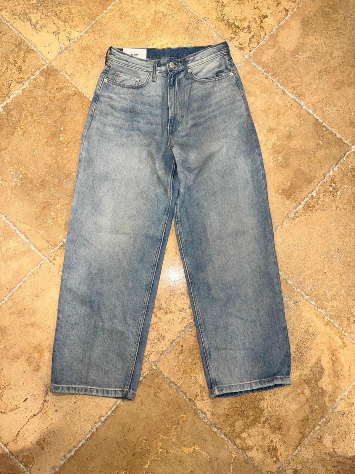 Vintage Light Denim Blue Baggy Jeans 29x32 New