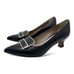 L’idea by Lori Black Pointed Pumps Taupe Trimmed Leather Rectangle Embellishment
