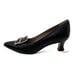 L’idea by Lori Black Pointed Pumps Taupe Trimmed Leather Rectangle Embellishment