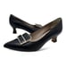 L’idea by Lori Black Pointed Pumps Taupe Trimmed Leather Rectangle Embellishment