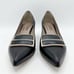 L’idea by Lori Black Pointed Pumps Taupe Trimmed Leather Rectangle Embellishment