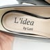 L’idea by Lori Black Pointed Pumps Taupe Trimmed Leather Rectangle Embellishment
