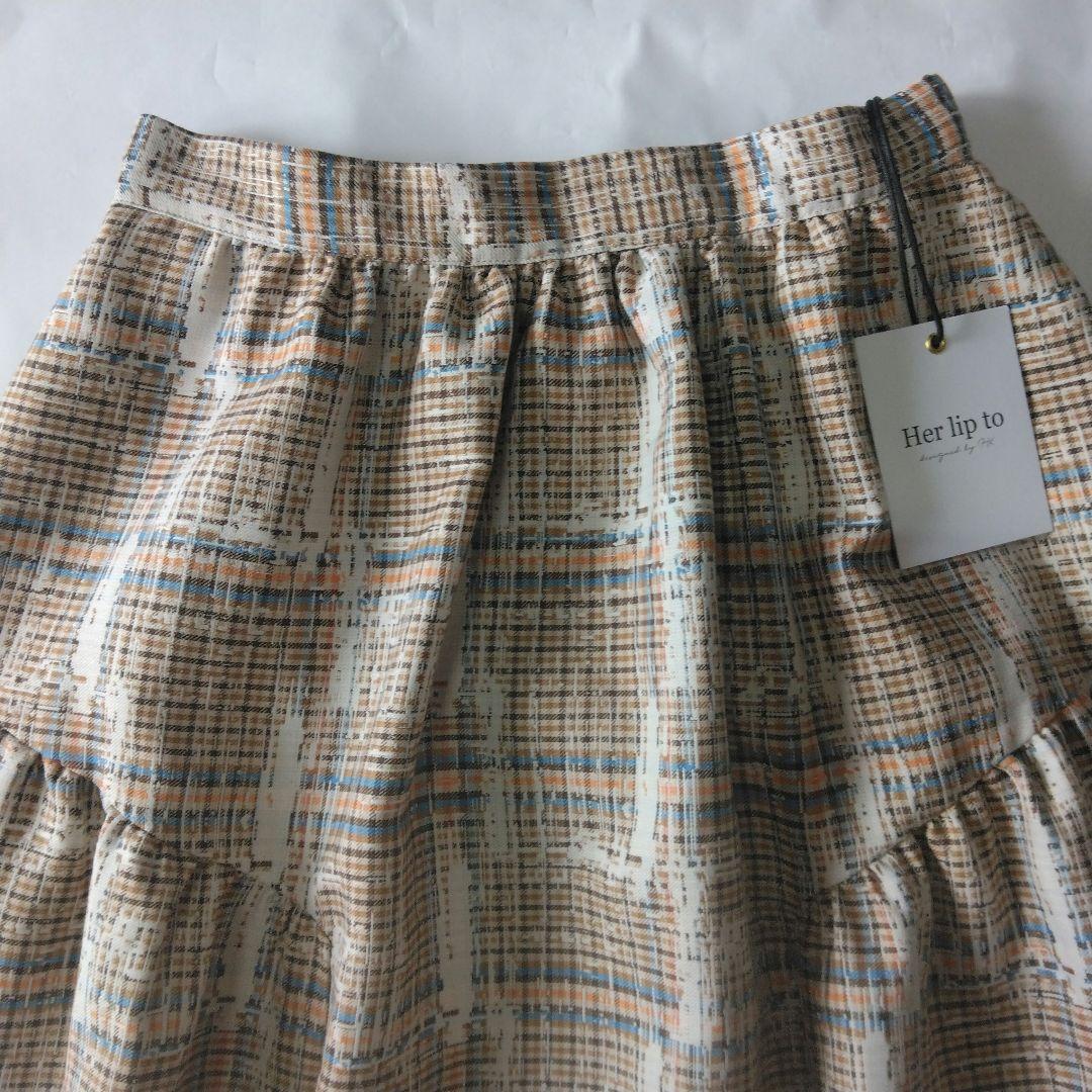 【新品】ハーリップトゥ　Plaid Jacquard Midi Skirt　M New】Herlipto Plaid Jacquard Midi Skirt M