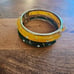 Vintage Retro Lucite rhinestone bangle bracelet hinged in yellow/ and gold/green