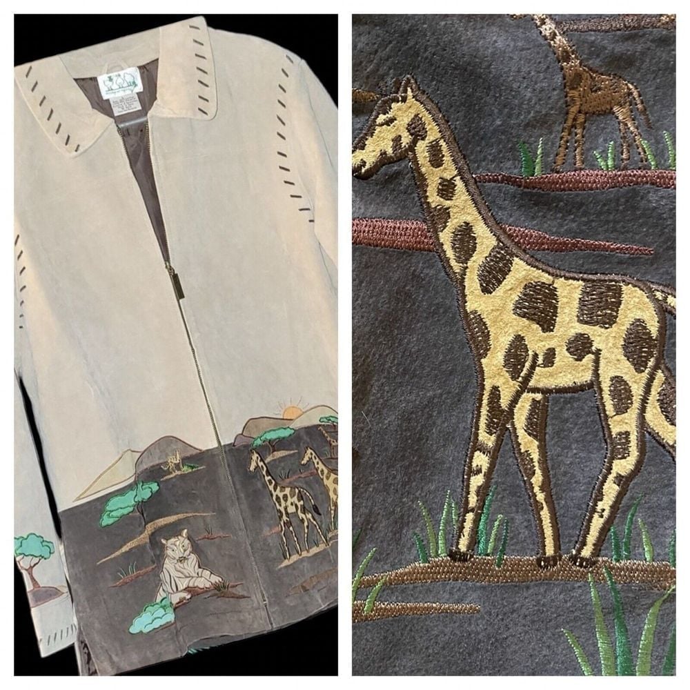 Quacker Factory Leather Vintage XLg Safari Jungle Savannas Jacket Travel Cruise